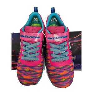 NWB Skechers Kids Girls Litebeam-Colorburst sneaker-Neon Pink Multi Lightup 1.5